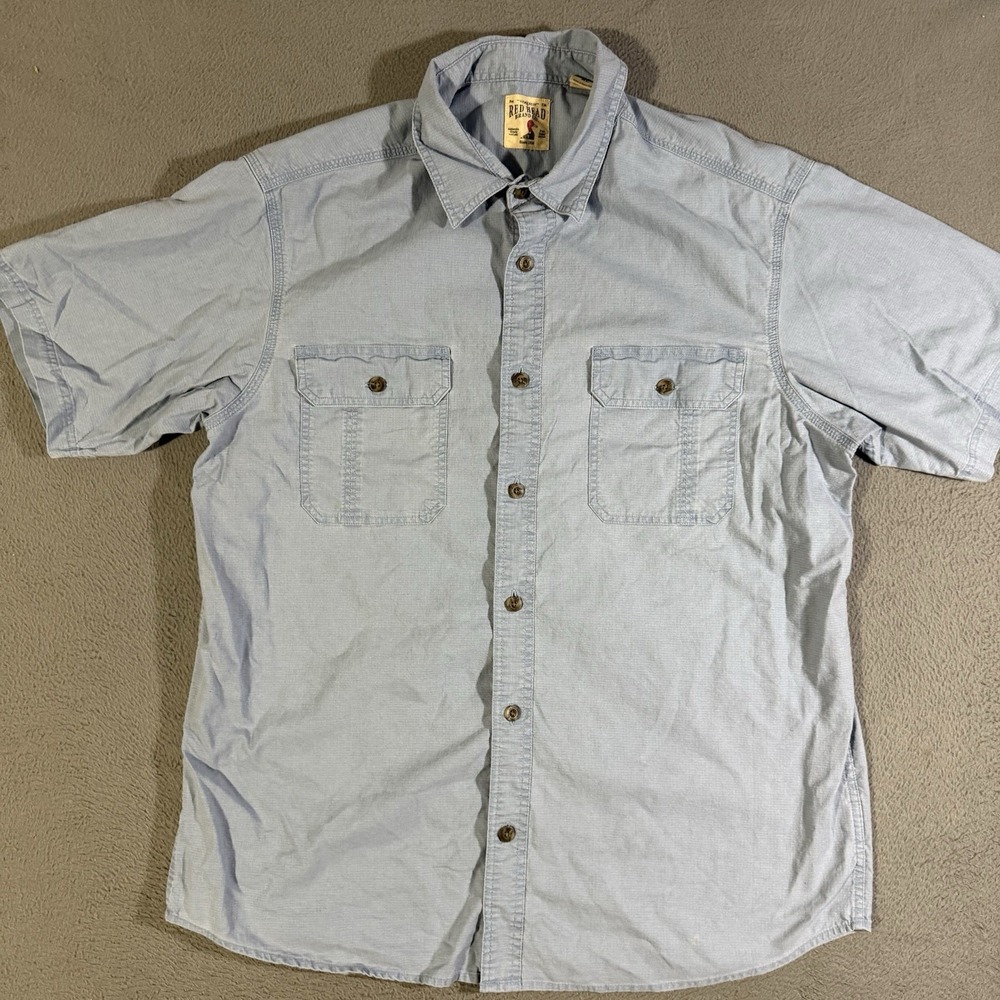 Redhead Brand Mens Blue Ripstop Fishing Shirt Size XL Buttons Pocket‎ Outdoors